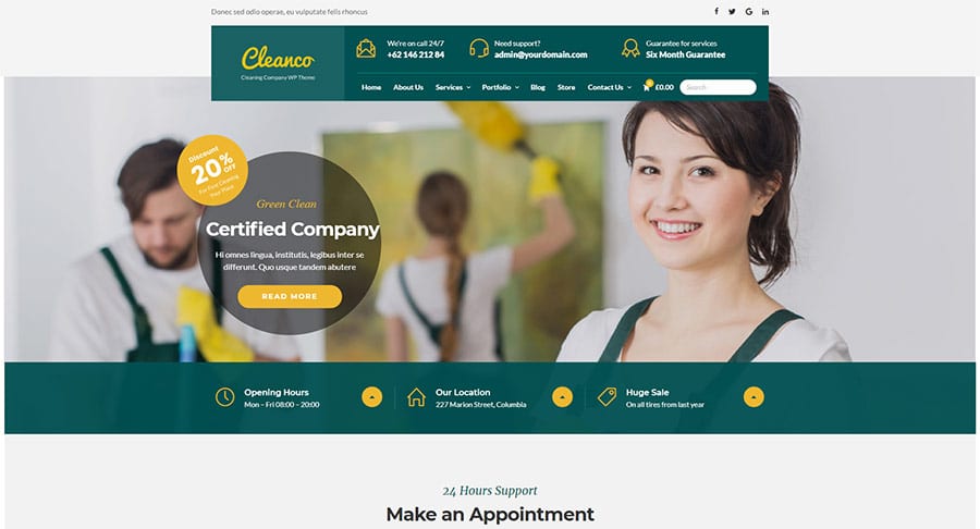 Cleanco - Cleaning Service Company WordPress Theme
